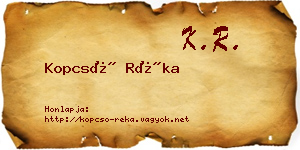 Kopcsó Réka névjegykártya